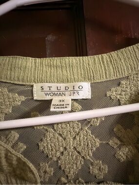 Studio Woman JPR Olive Lace Embroidered Blouse - 3X